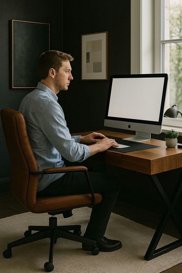 Centurion Supports ADONIS Walnut with Matte Black Legs Ergonomic Luxury Home Office Desk