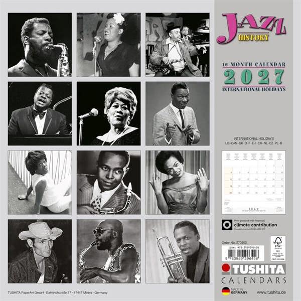Jazz History Calendar 2027, Wall Calendars, Month To View, Entertainment, Gift