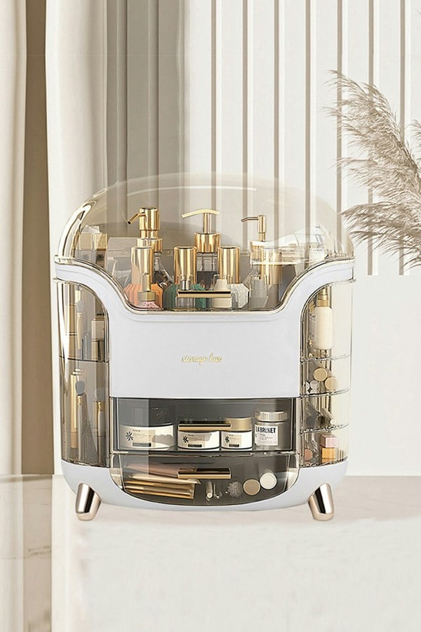 Living and Home Transparent Cosmetic Storage Box Desktop Makeup Drawer