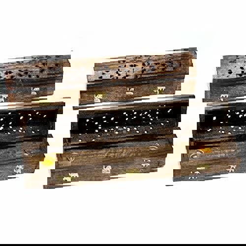 KAV Wooden Incense Burner Stick Holder Coffin Box- Ash Catcher with Brass Inlay for Home Utilities & Accessories, Meditation & Home Fragrance Products