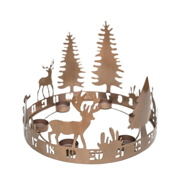Ivyline Round Advent Forest Tealight Centrepiece Metal