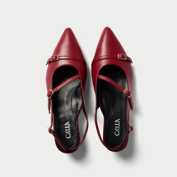 Paloma burgundy slingbacks top view