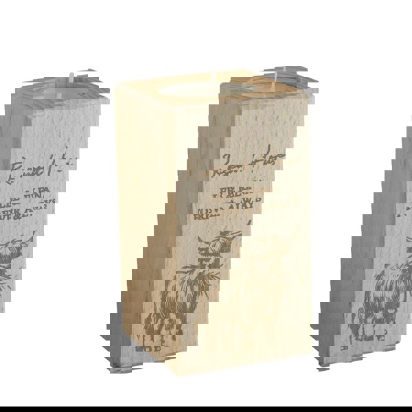 Personalised Memento Company Personalised Highland Cow Wooden Tealight Holder