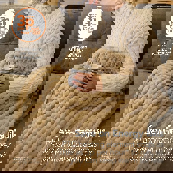 Igenix Luxury Heated Faux Fur Throw 160 x 130 cm - Latte