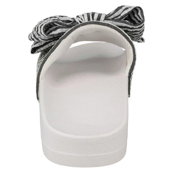 Spot On Ladies Spot On Striped Bow Vamp Sliders