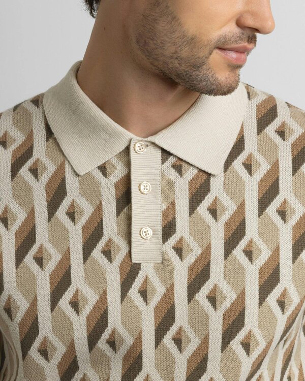 Steel & Jelly Rickman - Oval Chain Geometric Jacquard Knitted Polo Shirt