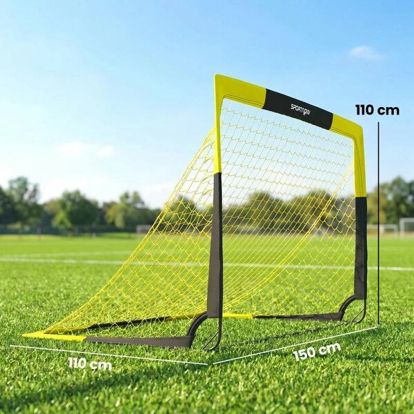 Pop Up Football Goal, Portable Folding Football Net with Carry Bag, 4 U-Shaped Ground Stakes, Fibreglass Pole