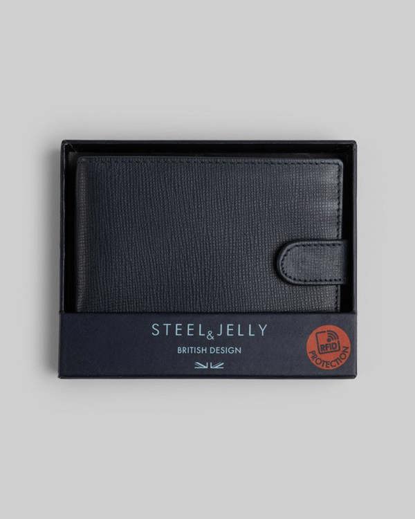 Steel & Jelly Leather Wallet With Popper Fastening