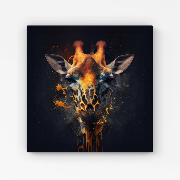 Warren Reed Golden Giraffe Face Splash Art Canvas