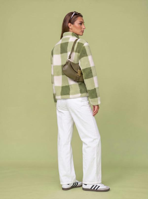 Urban Bliss Check Fleece Jacket Matcha