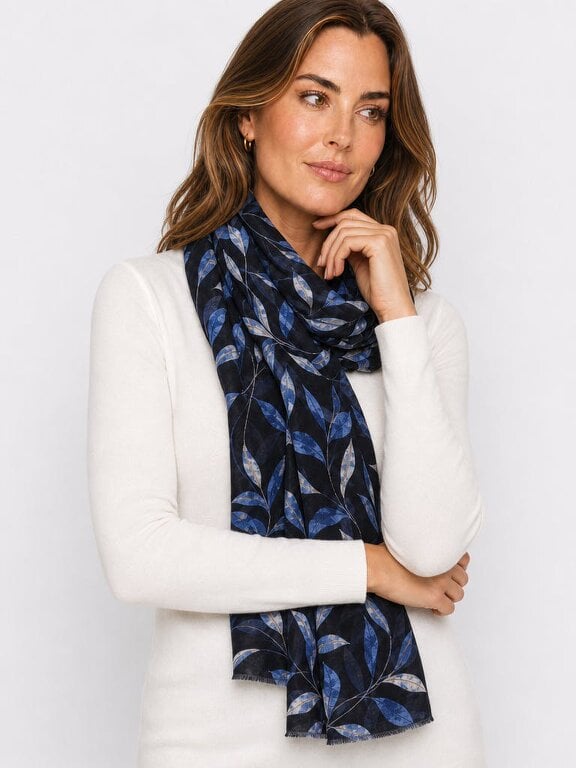 PennyPlain All Over Print Scarf - Navy