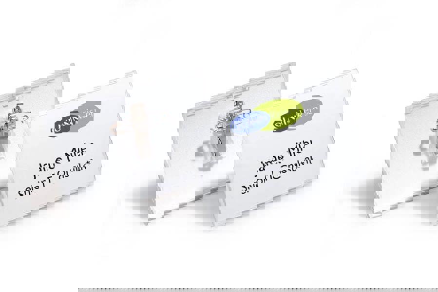 Durable CLICK FOLD Convex Clip & Pin Name Tag Badge Holder | 25 Pack | 54 x 90mm