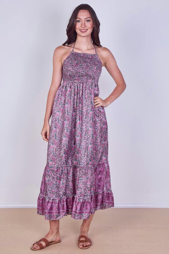 Boho Paisley Halterneck Maxi Dress