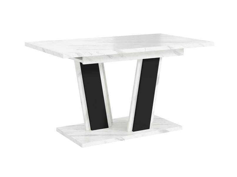 PHD Furniture MUSS Extendable Dining Table 120–160cm – Bianco Marble Effect & Black
