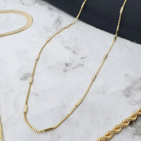 18k gold filled, 1mm wide, 15" long choker chain