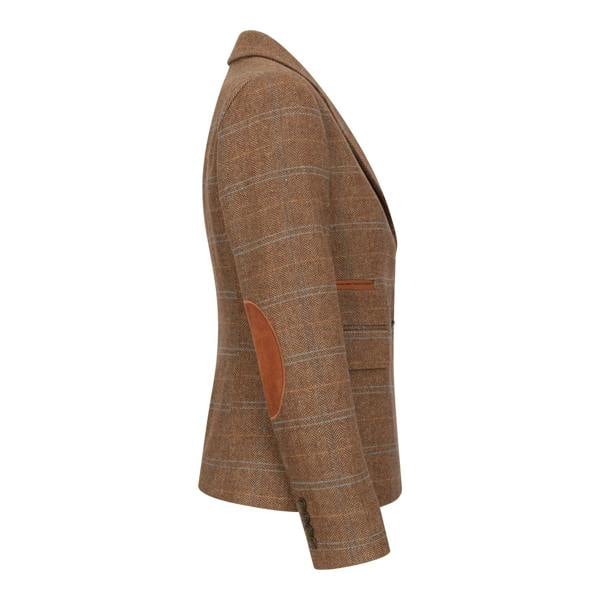 TruClothing Women's Oak Brown Tailored Fit Tweed Blazer in Herringbone Check