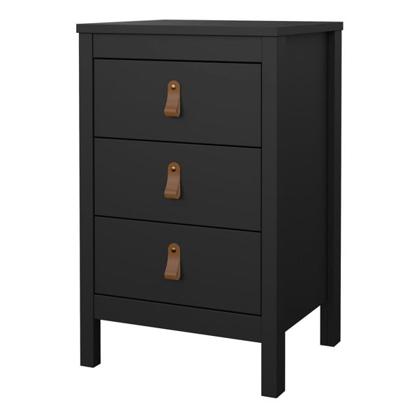 Furniture To Go Barcelona Bedside Table 3 Drawers in Matt Black
