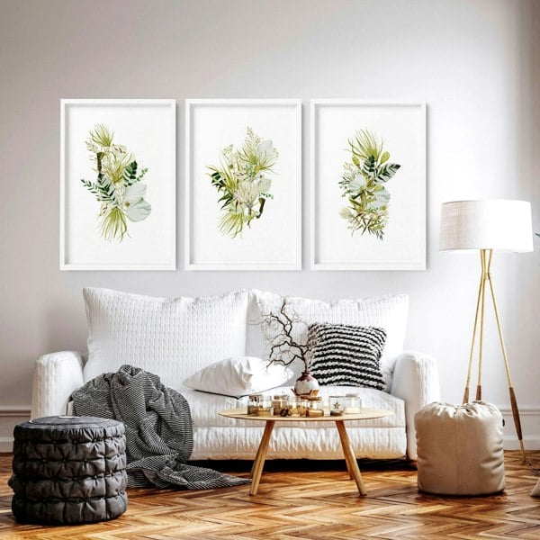 Botanical print wall art | set of 3 unique wall art for living room