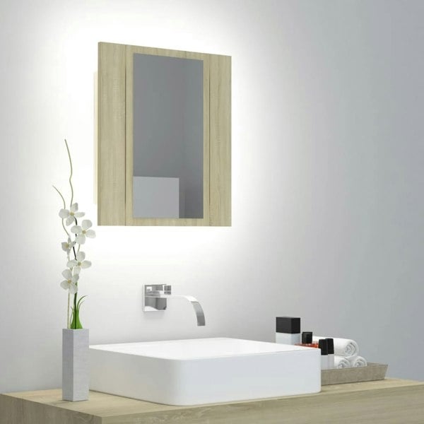 Berkfield LED Bathroom Mirror Cabinet Sonoma Oak 40x12x45 cm Acrylic