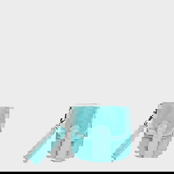 Assots London 'FLOYD' Turquoise Suede Leather Tab-over Wristlet