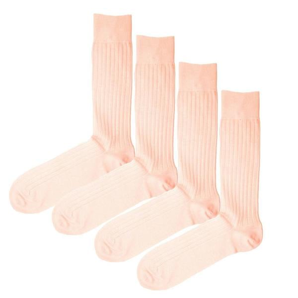 Jemsox 4 Pack - Premium Fine Ribbed Men’s Wedding & Formal Socks – Soft Rose Pink
