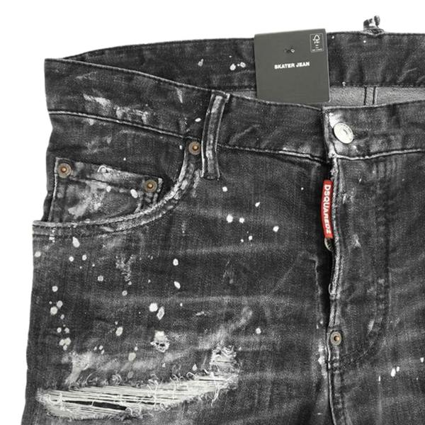 DSQUARED2 Skater Jean Destroyed Paint Effect Black Jeans W28