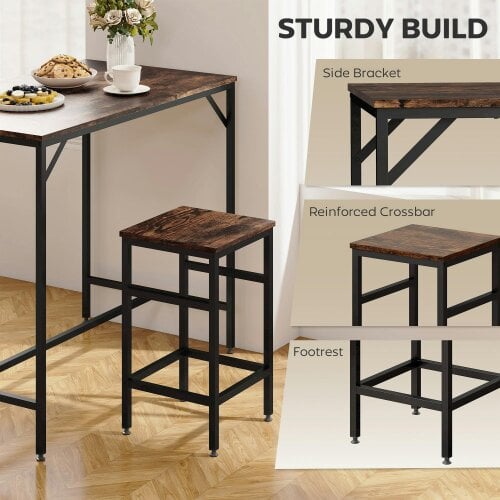 Wyld Haus Vimose Wooden Rustic Brown 5 Piece Breakfast Bar Table And Stool Set