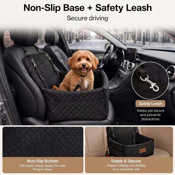 Skylos Large Dog Car Seat Booster Dual-Sided Plush Cool Bed Washable Black