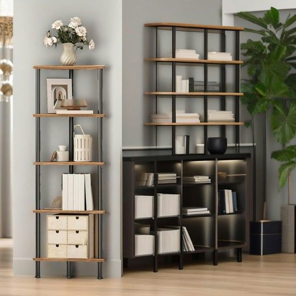 Rafaelo Mobilia 5 Tier Corner Shelf Brown