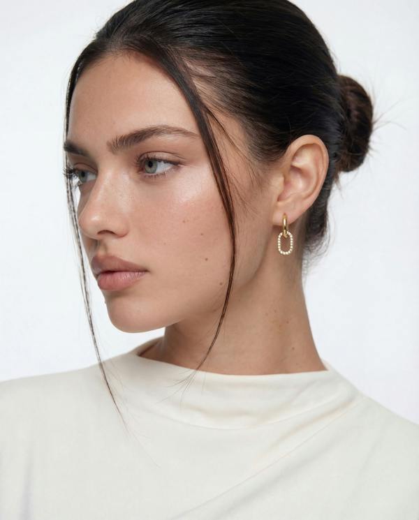 Elk & Bloom Dainty 14k Gold Gemstone Double Loop Hoops