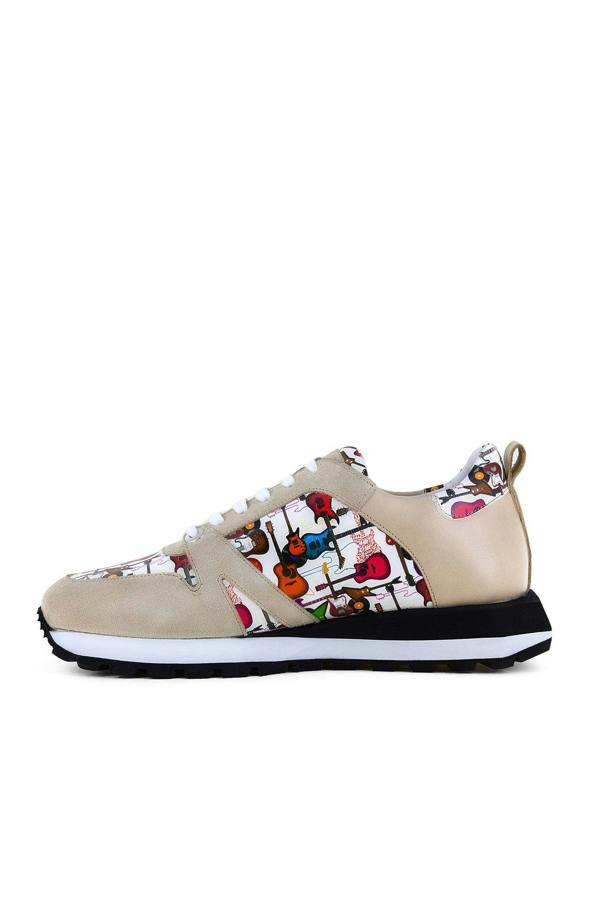 GUITAR PRINTED LEATHER AND SUEDE TRAINERS - Premium Men's Patterned Shirt by Claudio Lugli | Bold Design, Tailored Fit, Best Printed Shirts