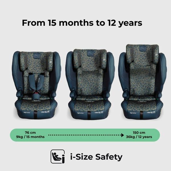 My Babiie MBCS80 Foldable Toddler to Booster R129 Car Seat with ISOFIX - Navy Leopard