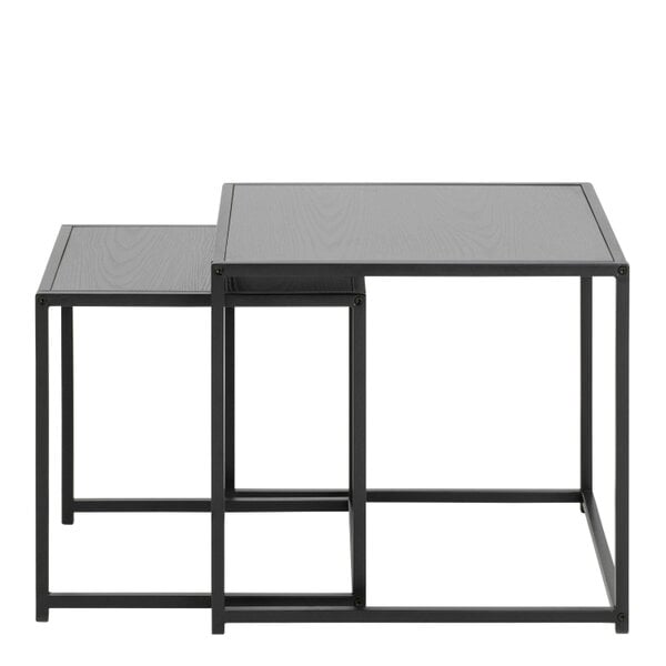 Wyld Haus Set of 2 El Paso Black Metal and Veneer Nesting Tables