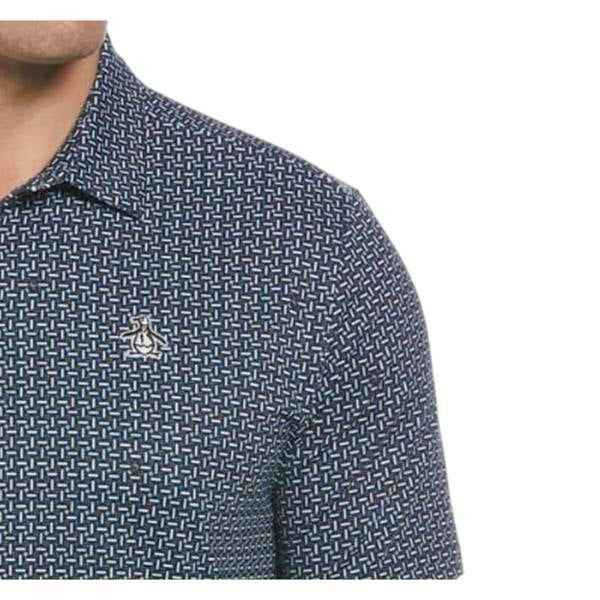 Original Penguin Mens Geometric Golf Polo Shirt - Caviar - 