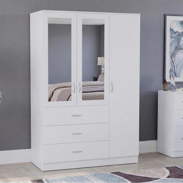 Vida Designs Riano 3 Door 3 Drawer Mirrored Wardrobe