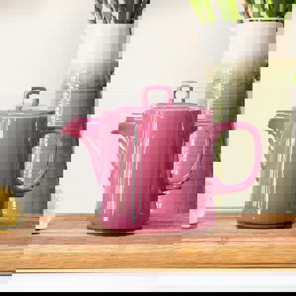 Oslo Pink Teapot on kitchen counter