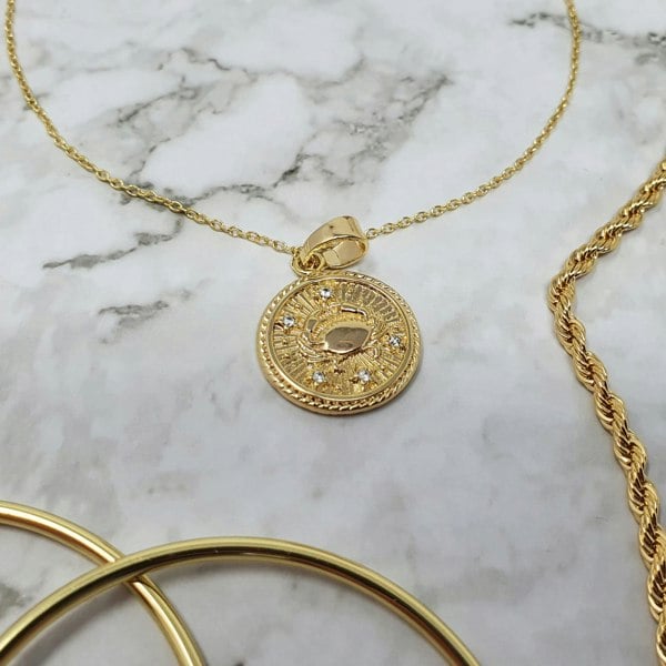 18k gold Cancer zodiac pendant charms