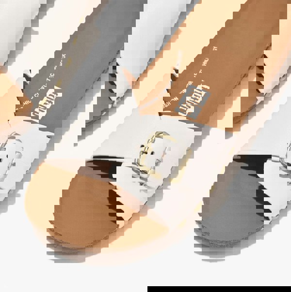 FitFlop iQUSHION ADJUSTABLE BUCKLE LEATHER Womens Slides Urban White