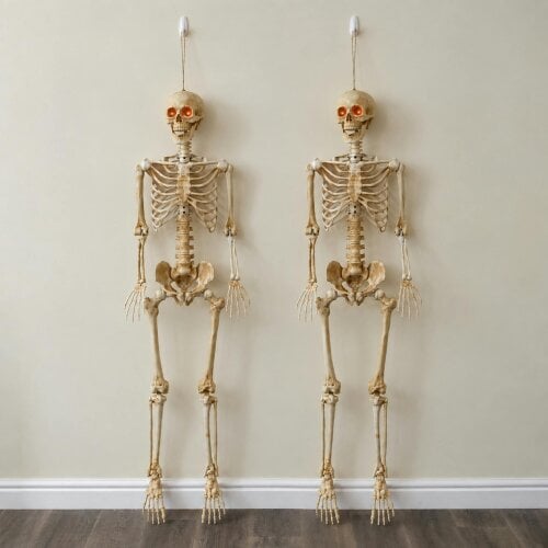Samuel Alexander Pack of 2 5ft (150cm) Posable Full Body Halloween LED Skeleton Decoration with Movable Joints and LED Eyes
