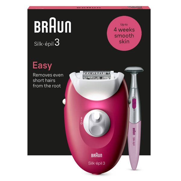 Braun Silk-epil 3, Corded Epilator For Hair Removal, Weeks Of Smooth Skin, 3-202 - Raspberry