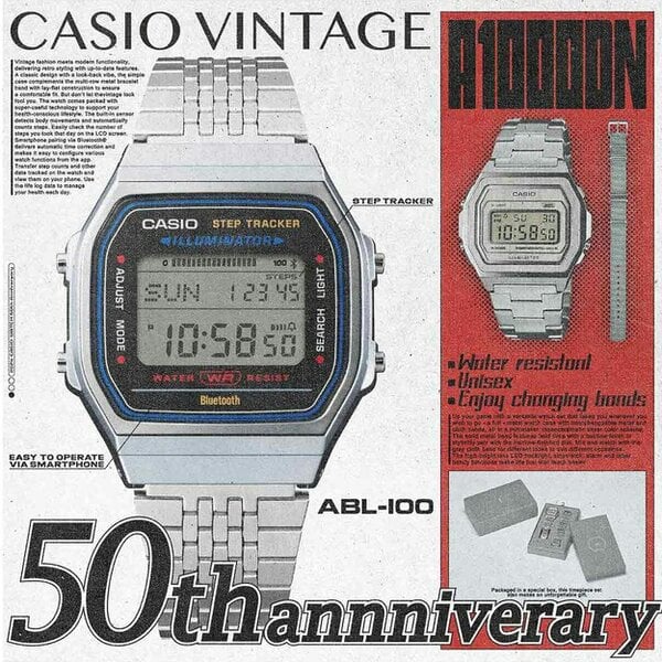Casio Vintage Silver Dual Display Smartwatch ABL-100WE-1AEF