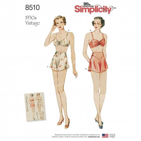 Simplicity Sewing Pattern 8510, Lingerie, Vintage Style for Women, D5 (4-6-8-10-12) - Intermediate