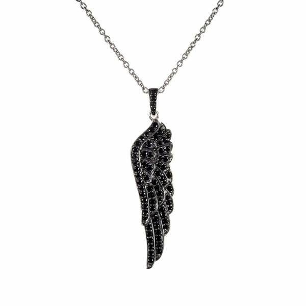 Sterling Silver Black Angel Wings Necklace for Women. - namana.london