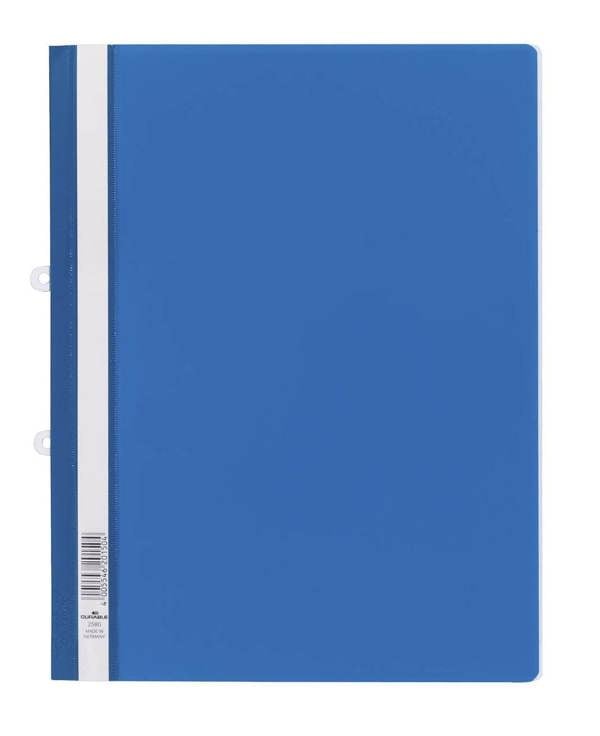 Durable Clear View Project Folder Report File + Filing Strip | 25 Pack | A4 Blue