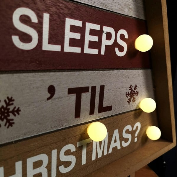 Samuel Alexander 42cm Wooden Christmas Countdown Decoration with 10 Warm White LEDs