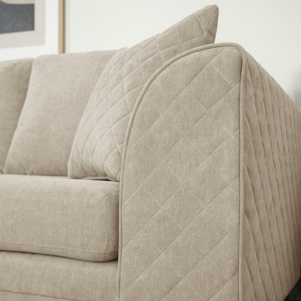 Furnishings For Less Quilted Full Fabric Chenille 3 Seater Sofa
