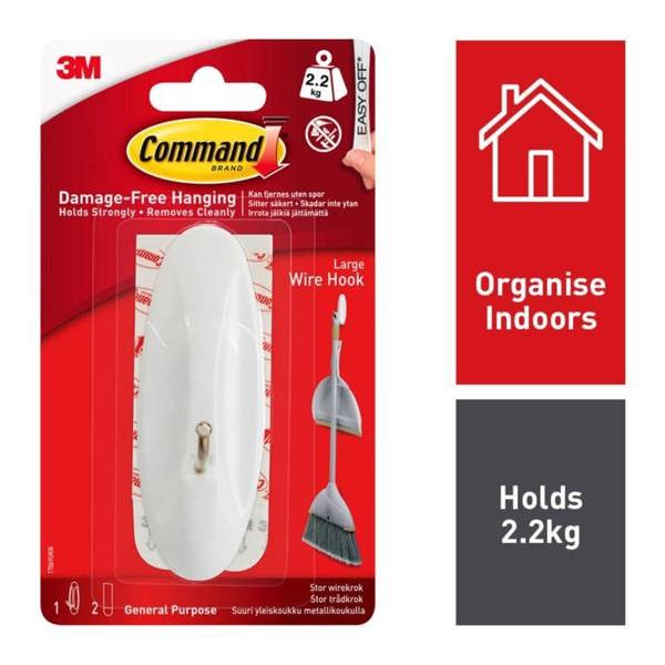 Command Stick On Hook Set - White