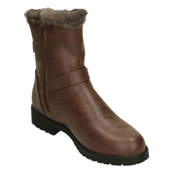 Spot On Ladies Spot On Buckle Detailed Ankle Boots F4451