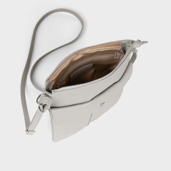 Assots London 'AMBA' Ice Grey Soft Nappa Full Grain Real Leather Crossbody Bag