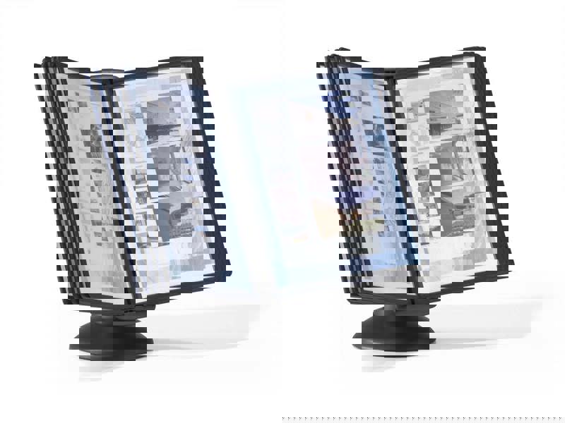 Durable SHERPA MOTION 360 Degree Desk Display Panel Stand | 10 Panels | A4 Black